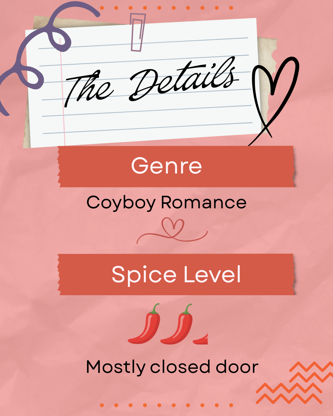 The Details slide showing the genre and spice level for Bull Rider's Baby Surprise